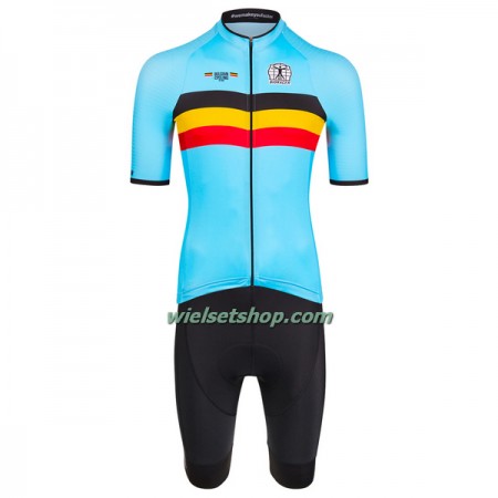 Fietskleding (Fietsshirt + Korte Koersbroek) 2023 België Nationaal Team - Lichtblauw